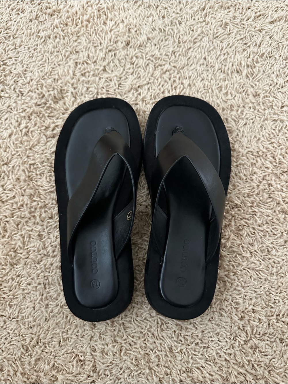 Black Thong Platform Sandals